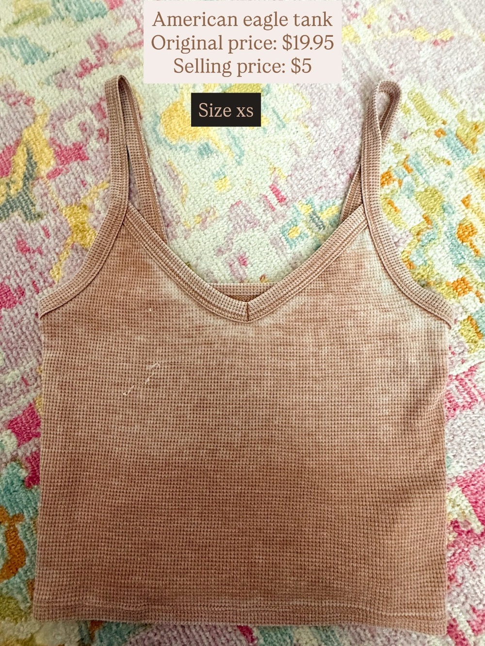 American Eagle Outfitters Tan Ribbed V-Neck Tank Top